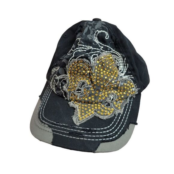 Bling fleur-de-lis baseball cap New Orleans Saints spirit - Picture 1 of 4